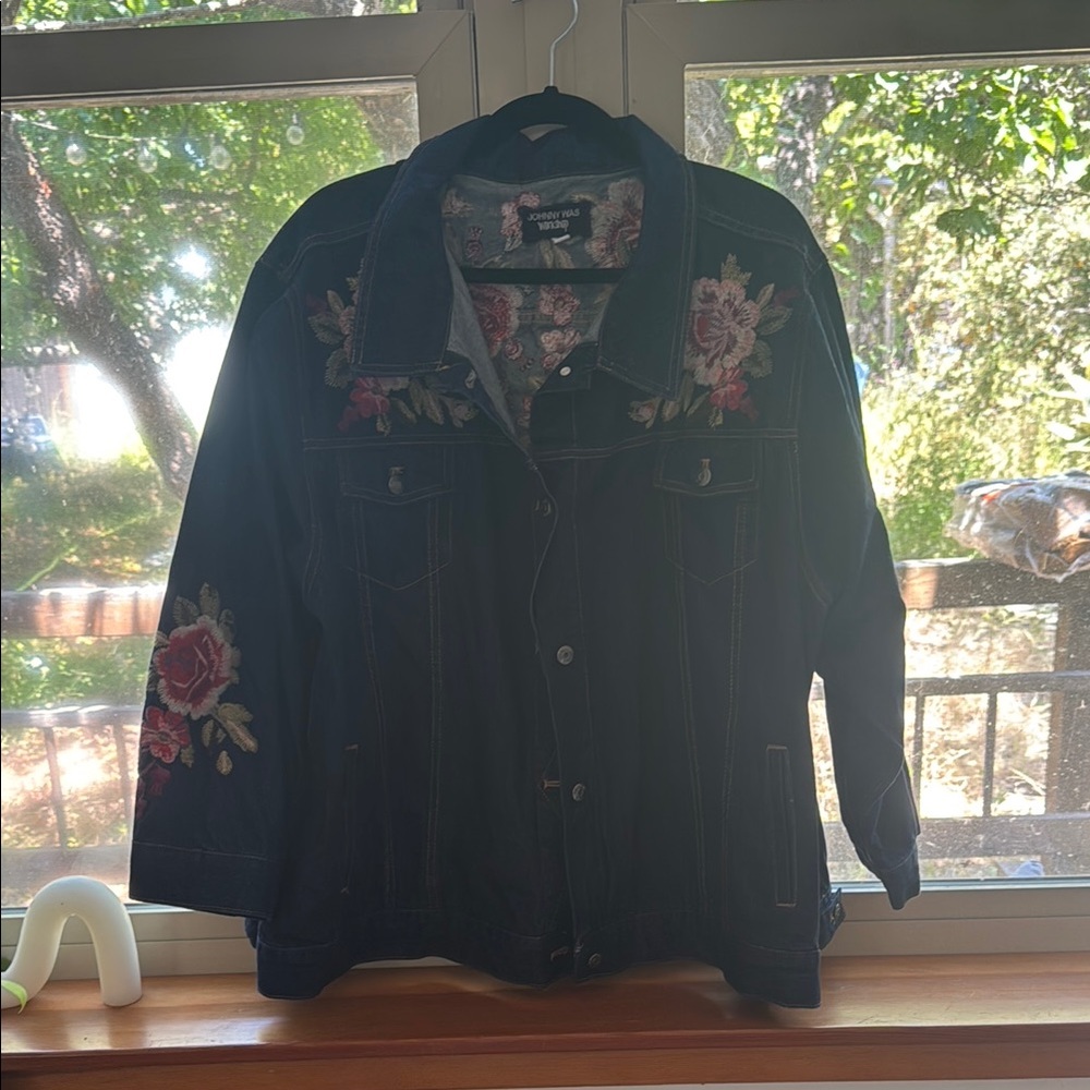 Johnny Was Embroidered Denim Jacket